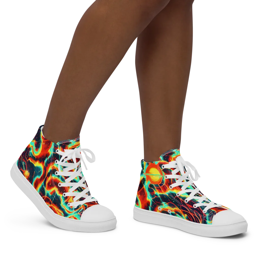 Prismatic Eruption on Women's High Top Canvas Shoes — Right
