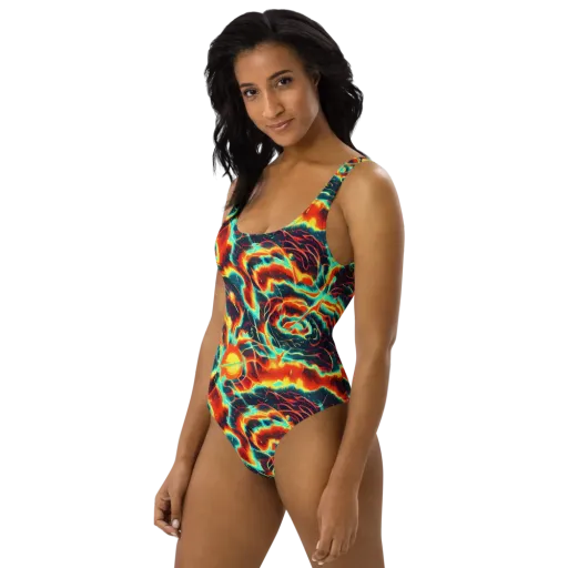 Prismatic Eruption on a One-Piece Swimsuit