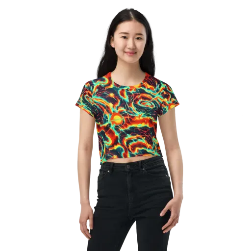 Prismatic Eruption on a Crop Tee
