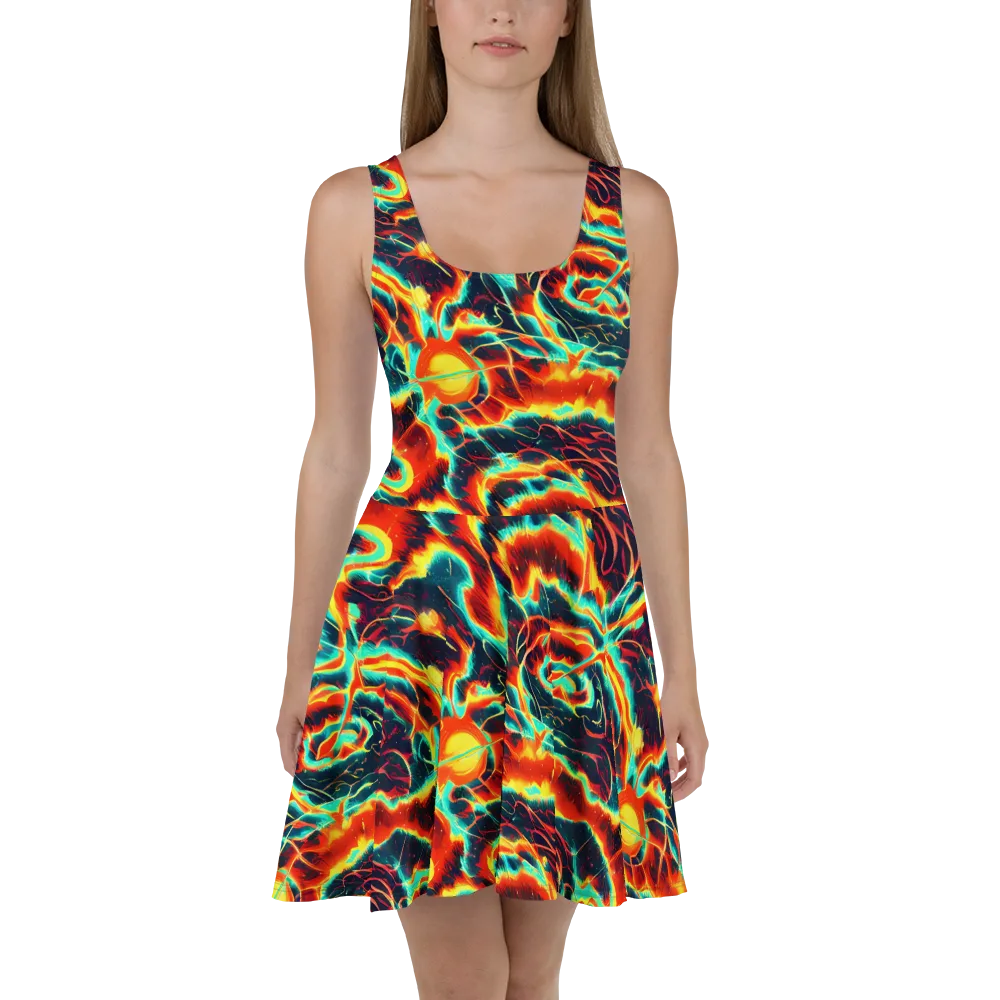Prismatic Eruption on Skater Dress — Front