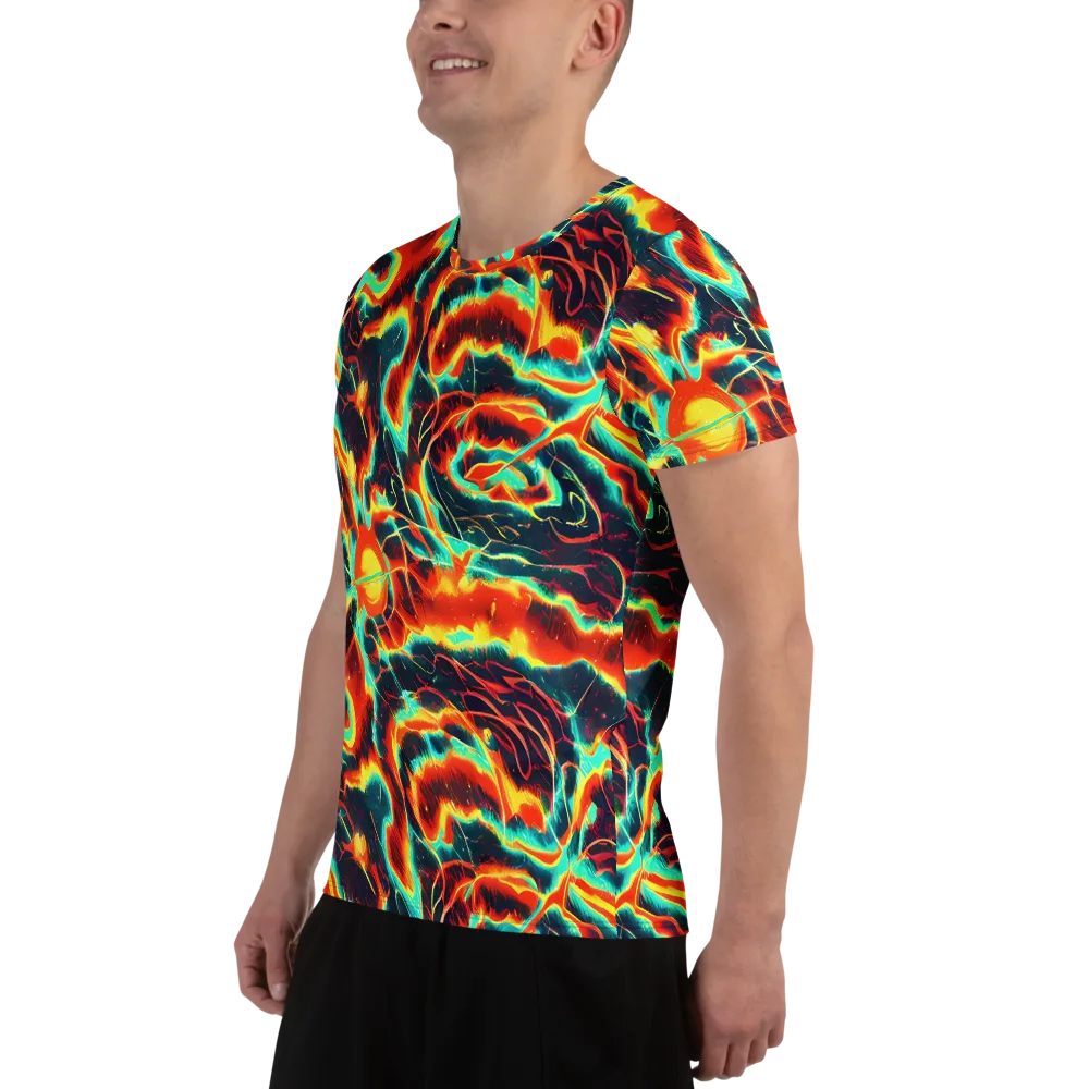 Prismatic Eruption on Men's Athletic T-Shirt — Left
