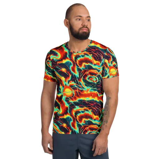 Prismatic Eruption on a Men's Athletic T-Shirt