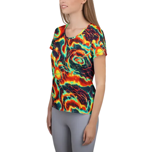 Prismatic Eruption on a Women's Athletic T-Shirt
