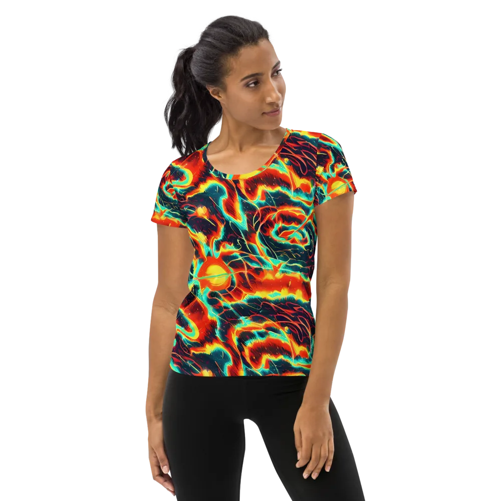 Prismatic Eruption on Women's Athletic T-Shirt — Front