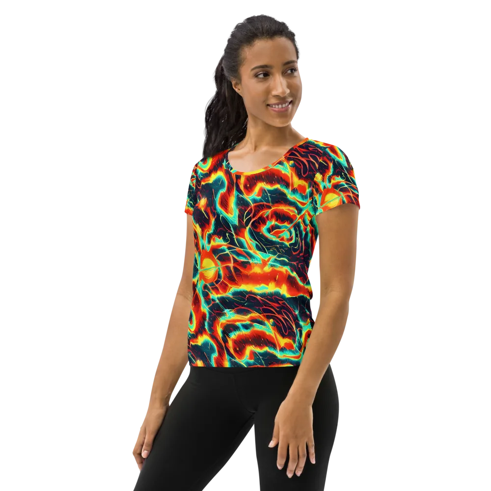Prismatic Eruption on Women's Athletic T-Shirt — Left