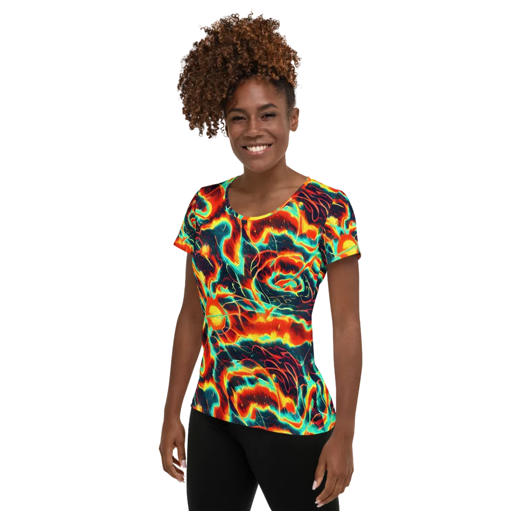 Prismatic Eruption on Women's Athletic T-Shirt — Left