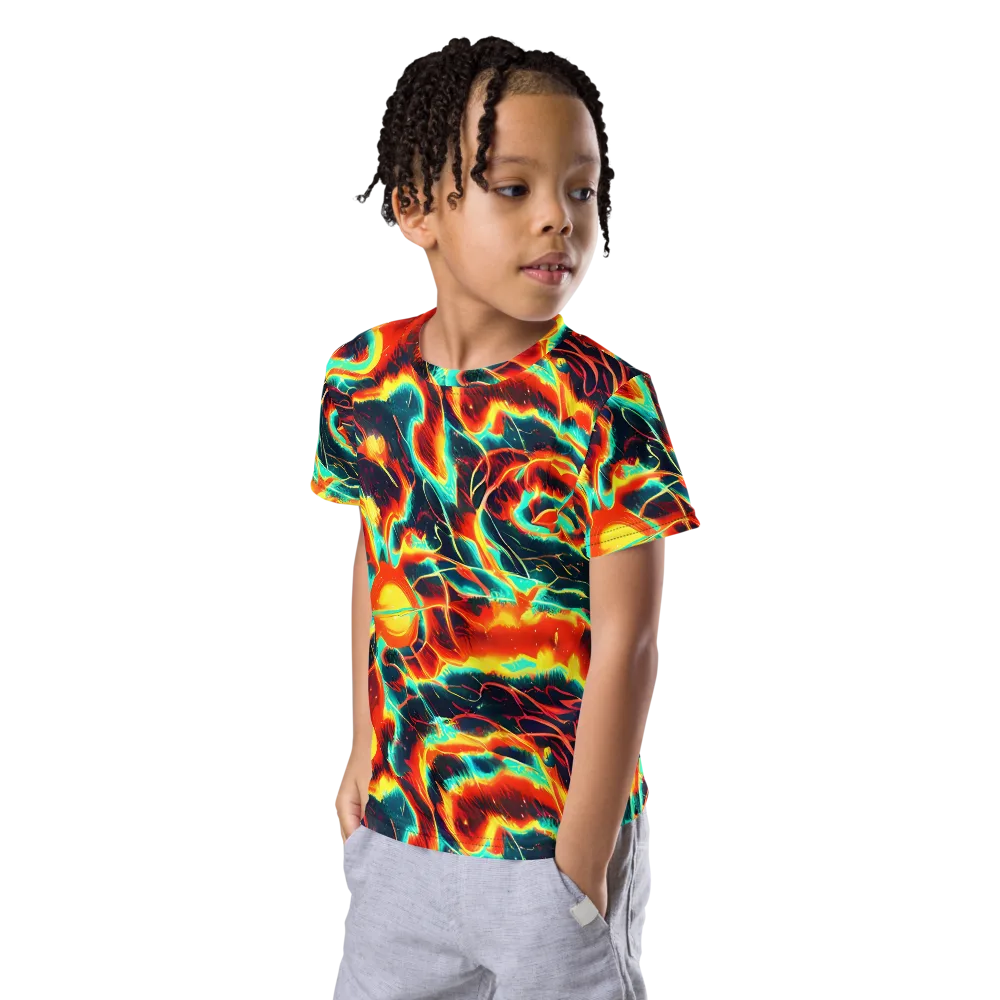 Prismatic Eruption on Kids Crew Neck T-Shirt — Left Front
