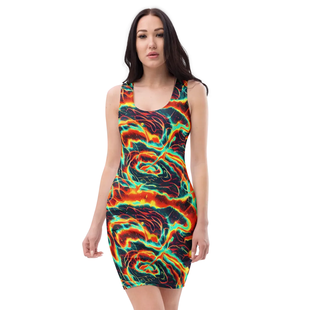 Prismatic Eruption on Bodycon Dress — Front