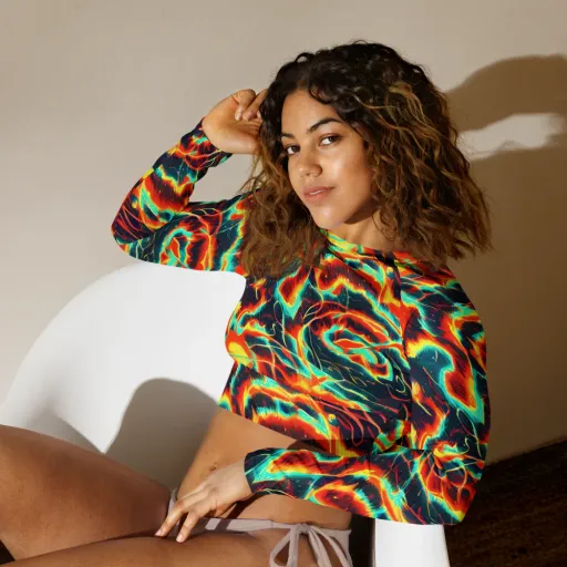 Prismatic Eruption on a Long Sleeve Crop Top