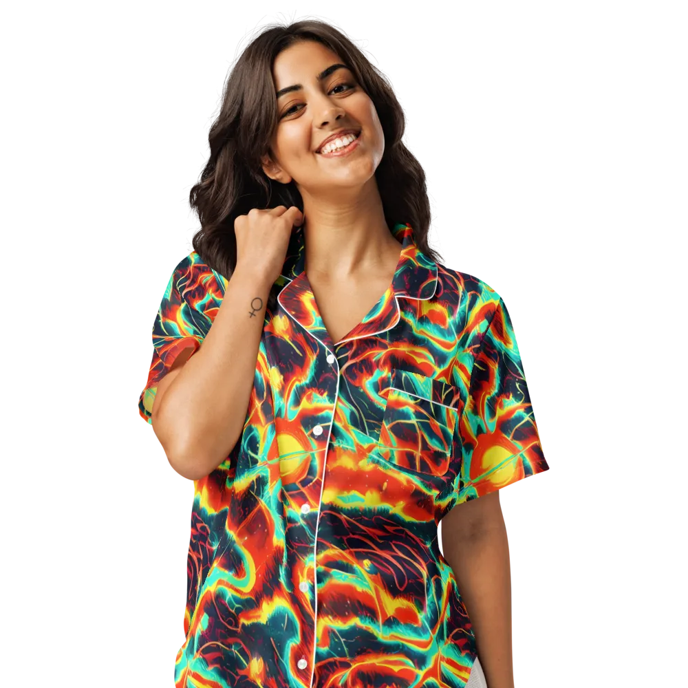 Prismatic Eruption on Women's Short Sleeve Pajama Top — Front
