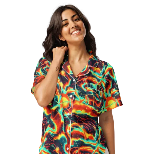 Prismatic Eruption on a Women's Short Sleeve Pajama Top