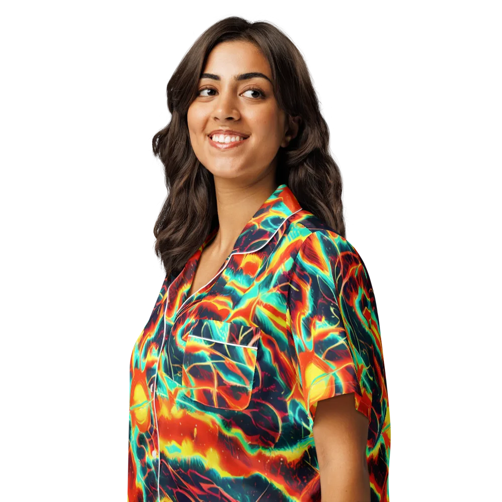 Prismatic Eruption on Women's Short Sleeve Pajama Top — Left Front