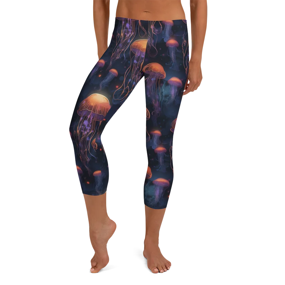 Luminous Undertow on Capri Leggings — Front