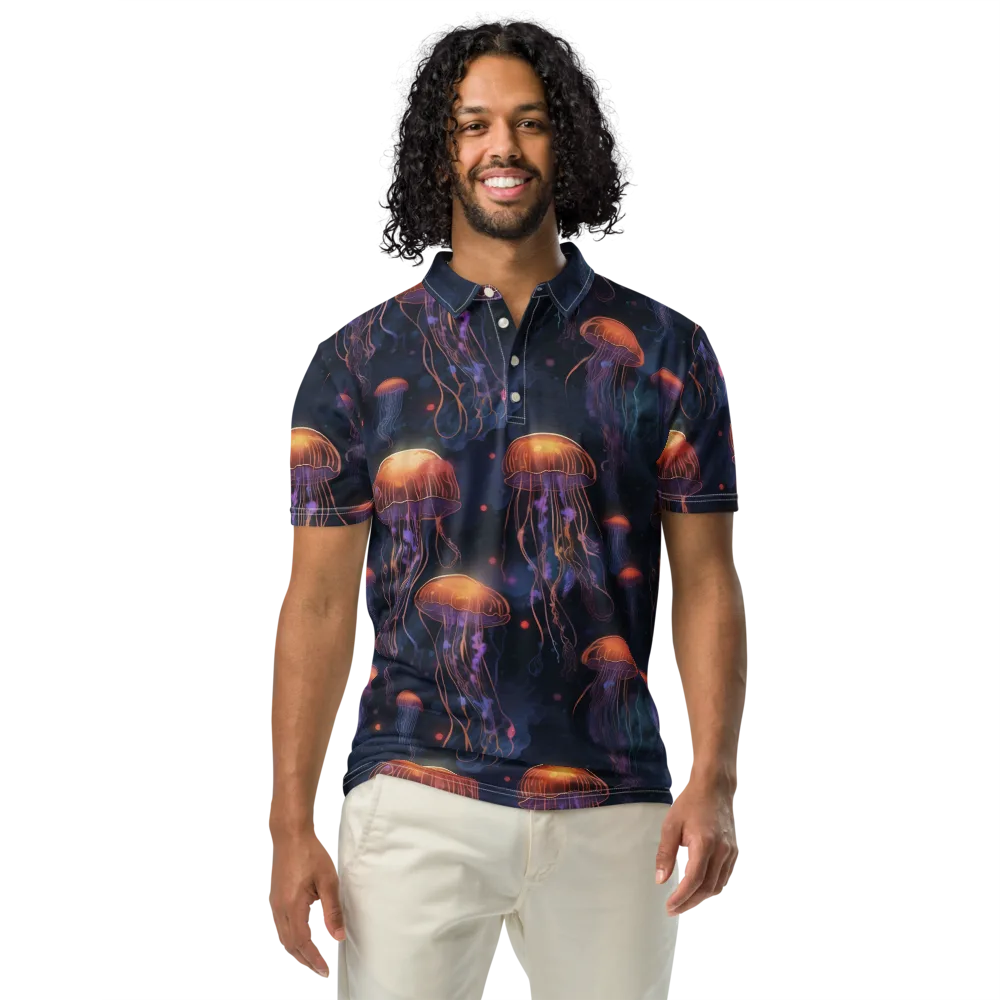 Luminous Undertow on Men's Slim Fit Polo Shirt — Front