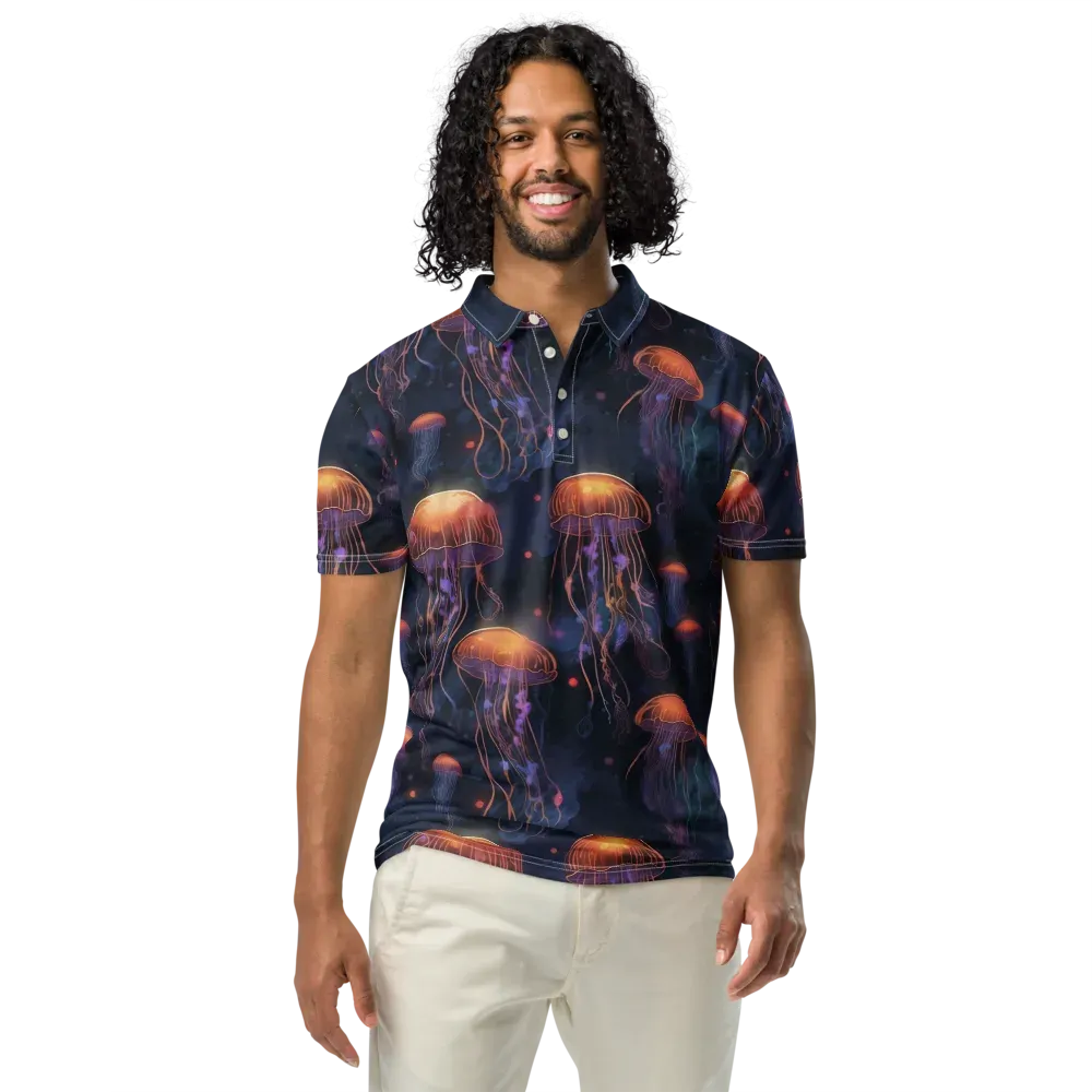 Luminous Undertow on Men's Slim Fit Polo Shirt — Front