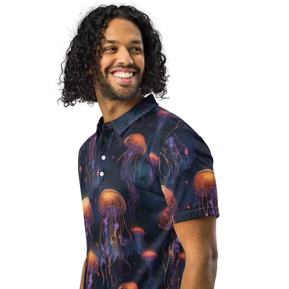 Luminous Undertow on Men's Slim Fit Polo Shirt — Left Front