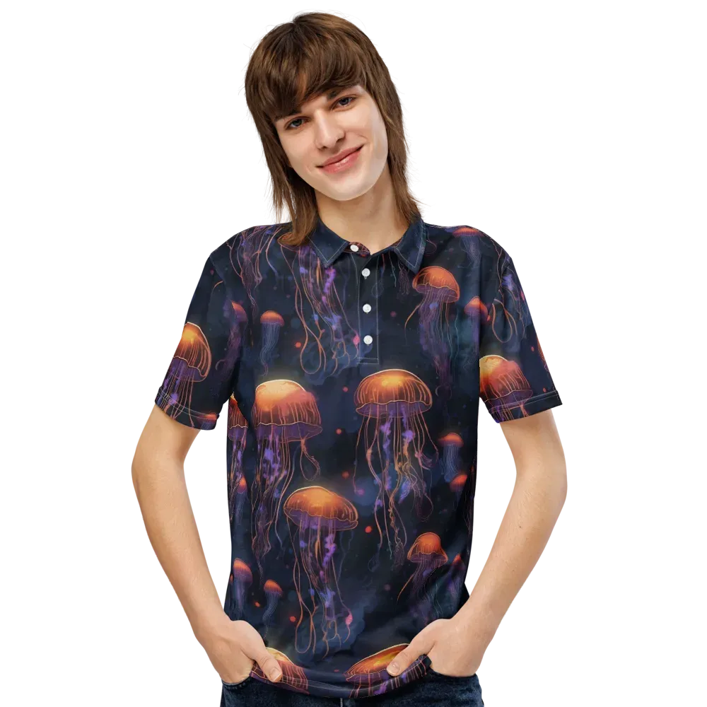 Luminous Undertow on Men's Slim Fit Polo Shirt — Front