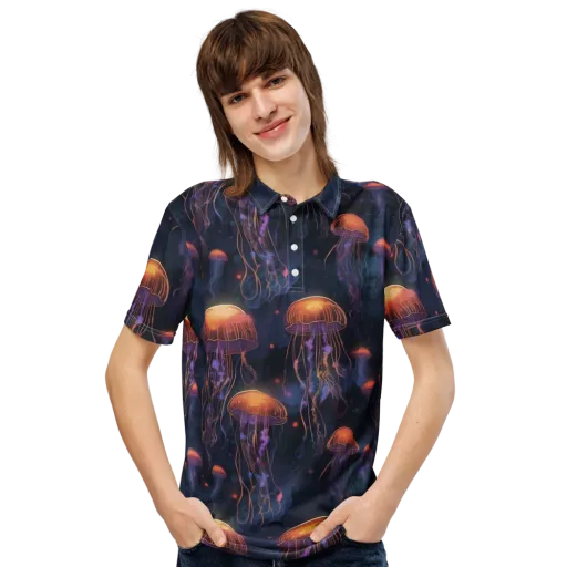 Luminous Undertow on a Men's Slim Fit Polo Shirt