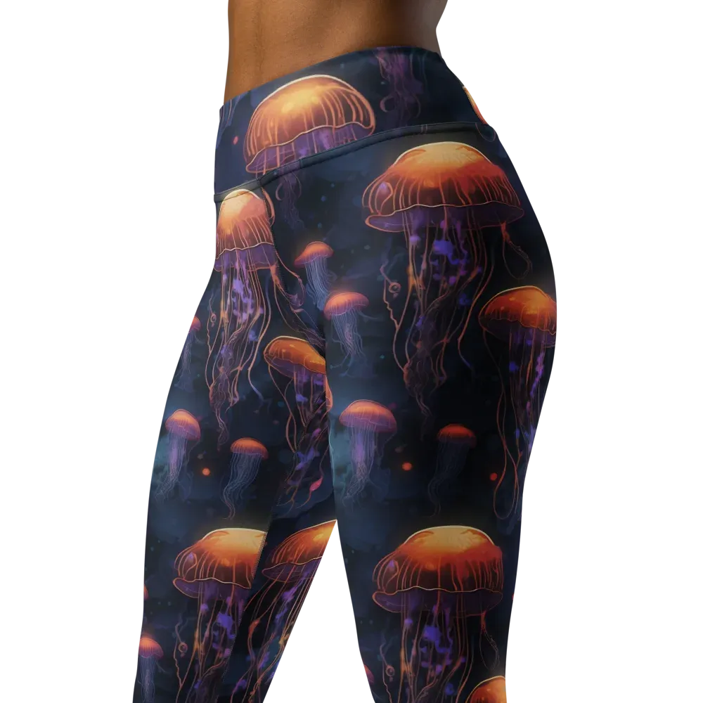 Luminous Undertow on Yoga Leggings — Left Front