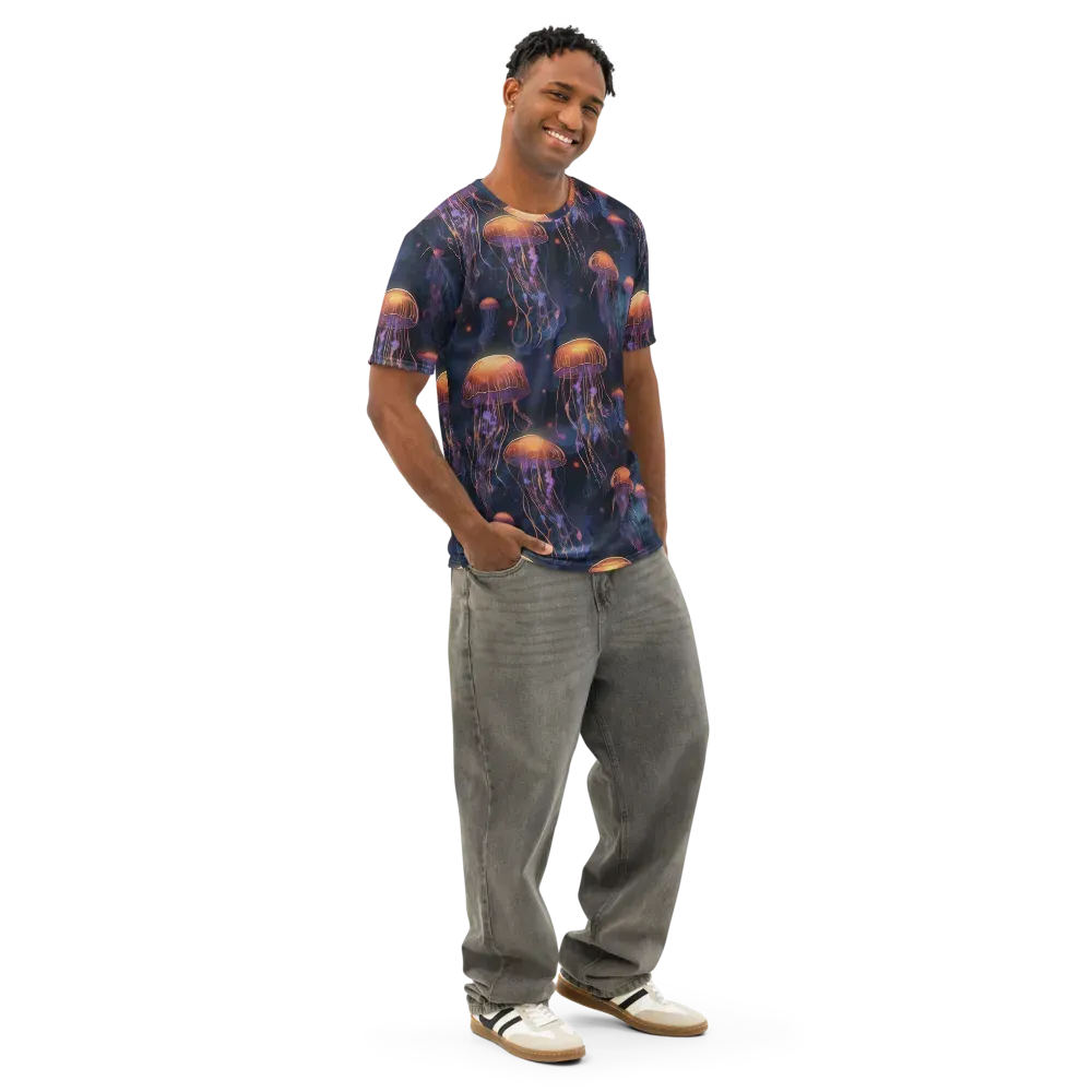 Luminous Undertow on Men's Cotton Crew Neck T-Shirt — Right Front