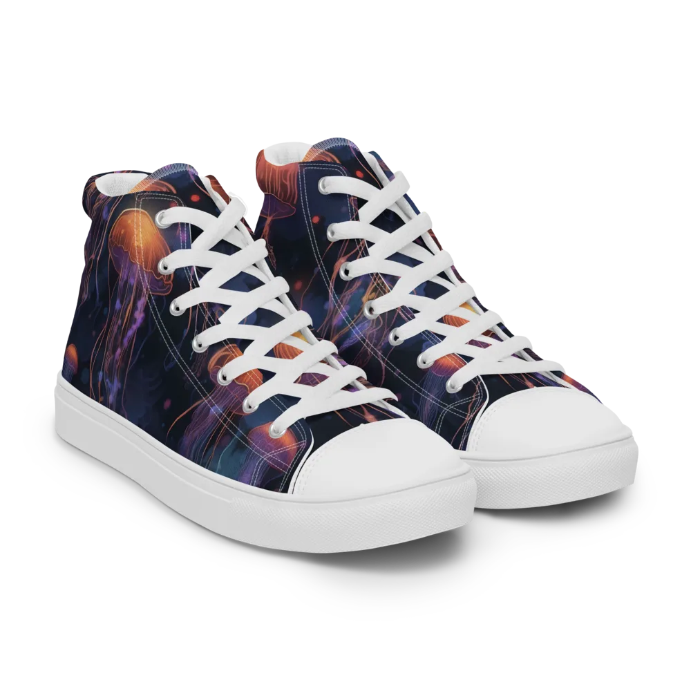 Luminous Undertow on Men's High Top Canvas Shoes — Right Front