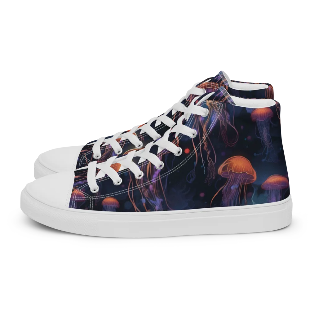 Luminous Undertow on Men's High Top Canvas Shoes — Left
