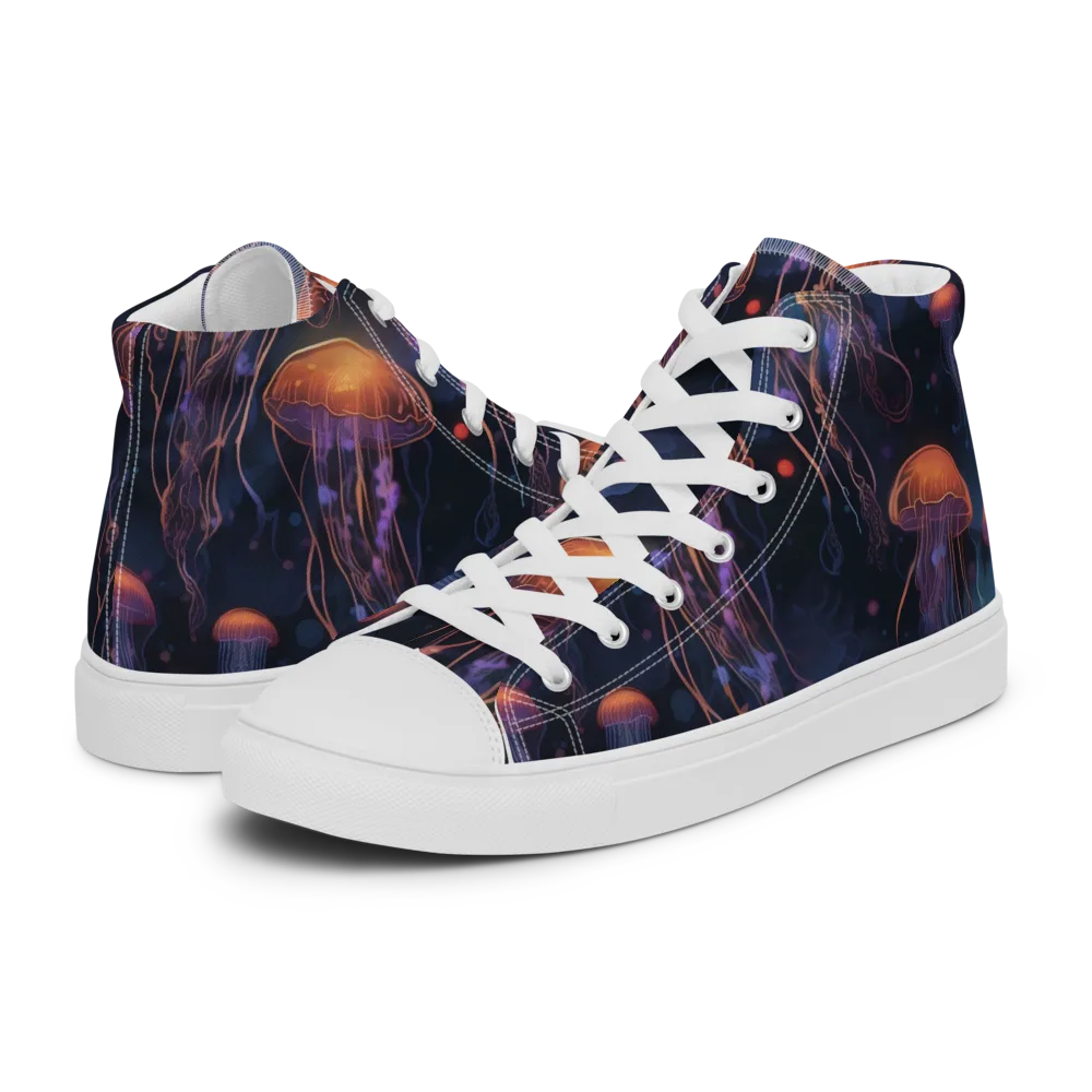 Luminous Undertow on Men's High Top Canvas Shoes — Left