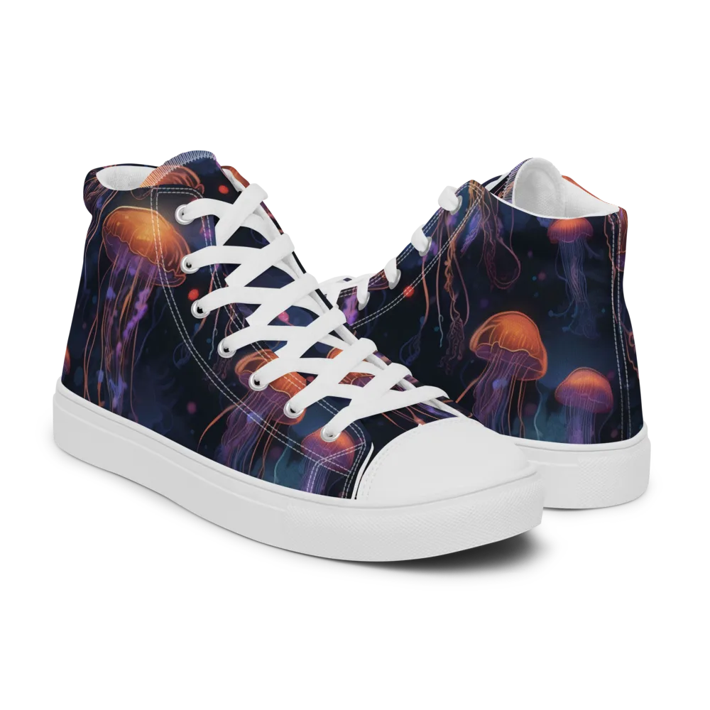 Luminous Undertow on Men's High Top Canvas Shoes — Right