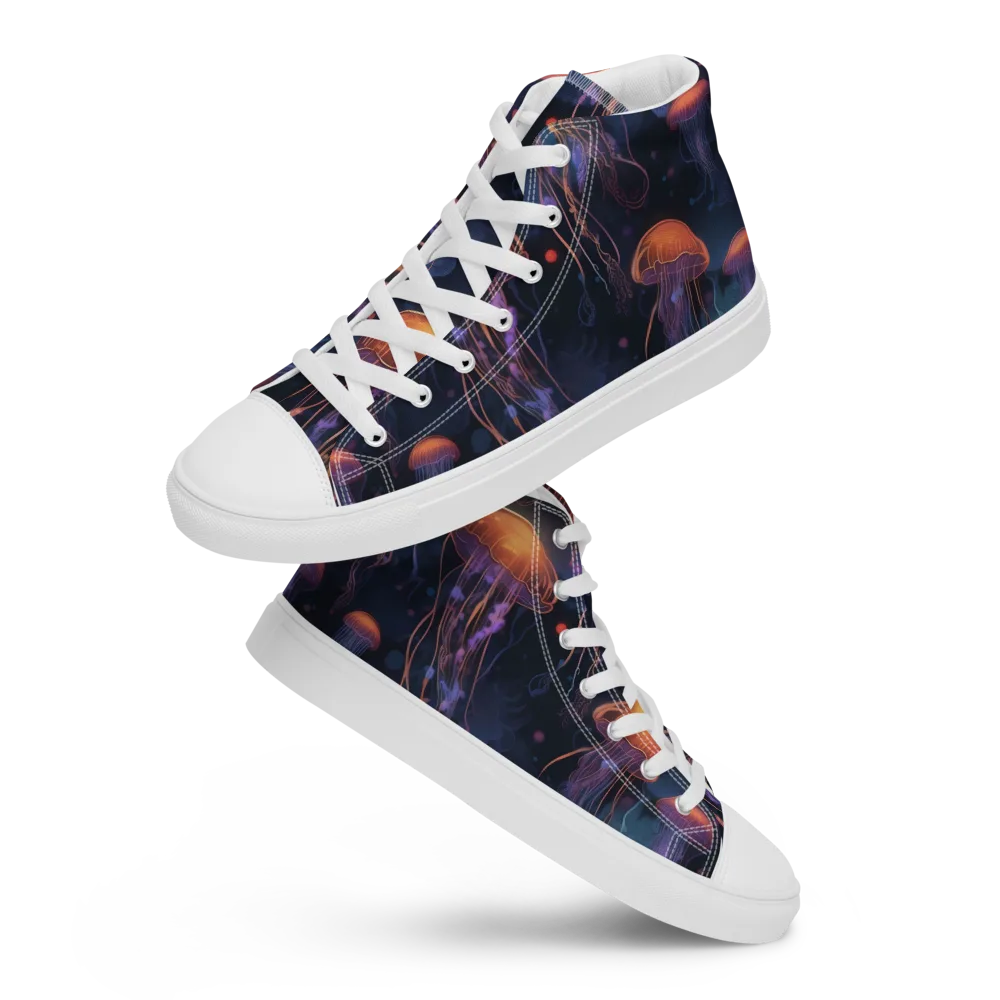 Luminous Undertow on Men's High Top Canvas Shoes — Front