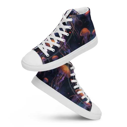 Luminous Undertow on a Men's High Top Canvas Shoes