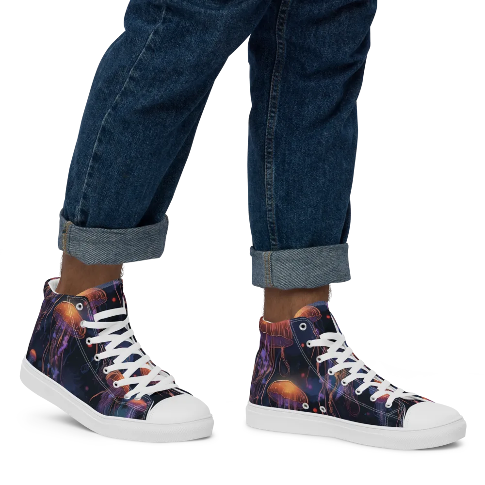 Luminous Undertow on Men's High Top Canvas Shoes — Right