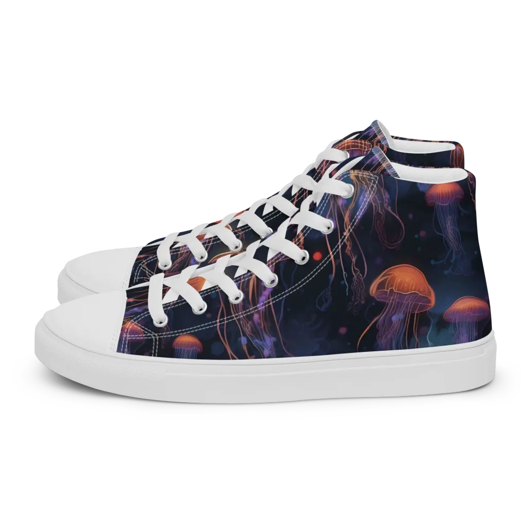 Luminous Undertow on Women's High Top Canvas Shoes — Left