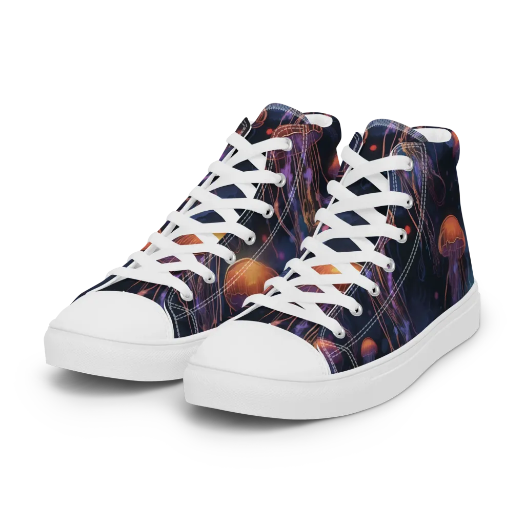 Luminous Undertow on Women's High Top Canvas Shoes — Left Front