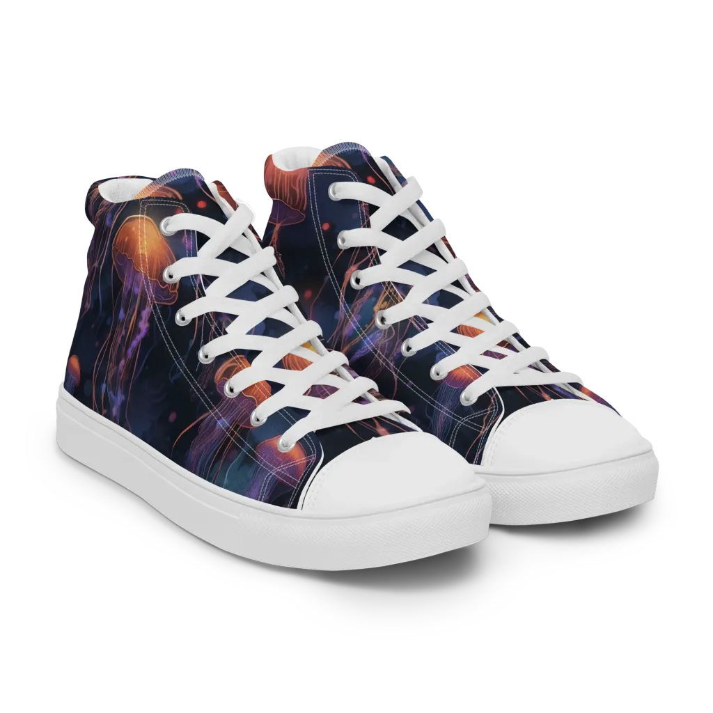 Luminous Undertow on Women's High Top Canvas Shoes — Right Front