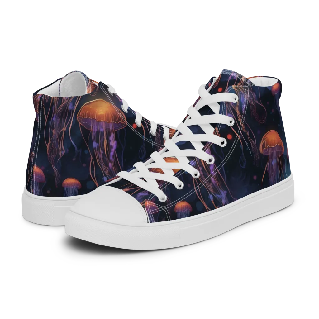 Luminous Undertow on Women's High Top Canvas Shoes — Left