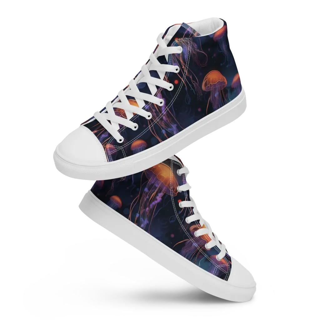 Luminous Undertow on Women's High Top Canvas Shoes — Front