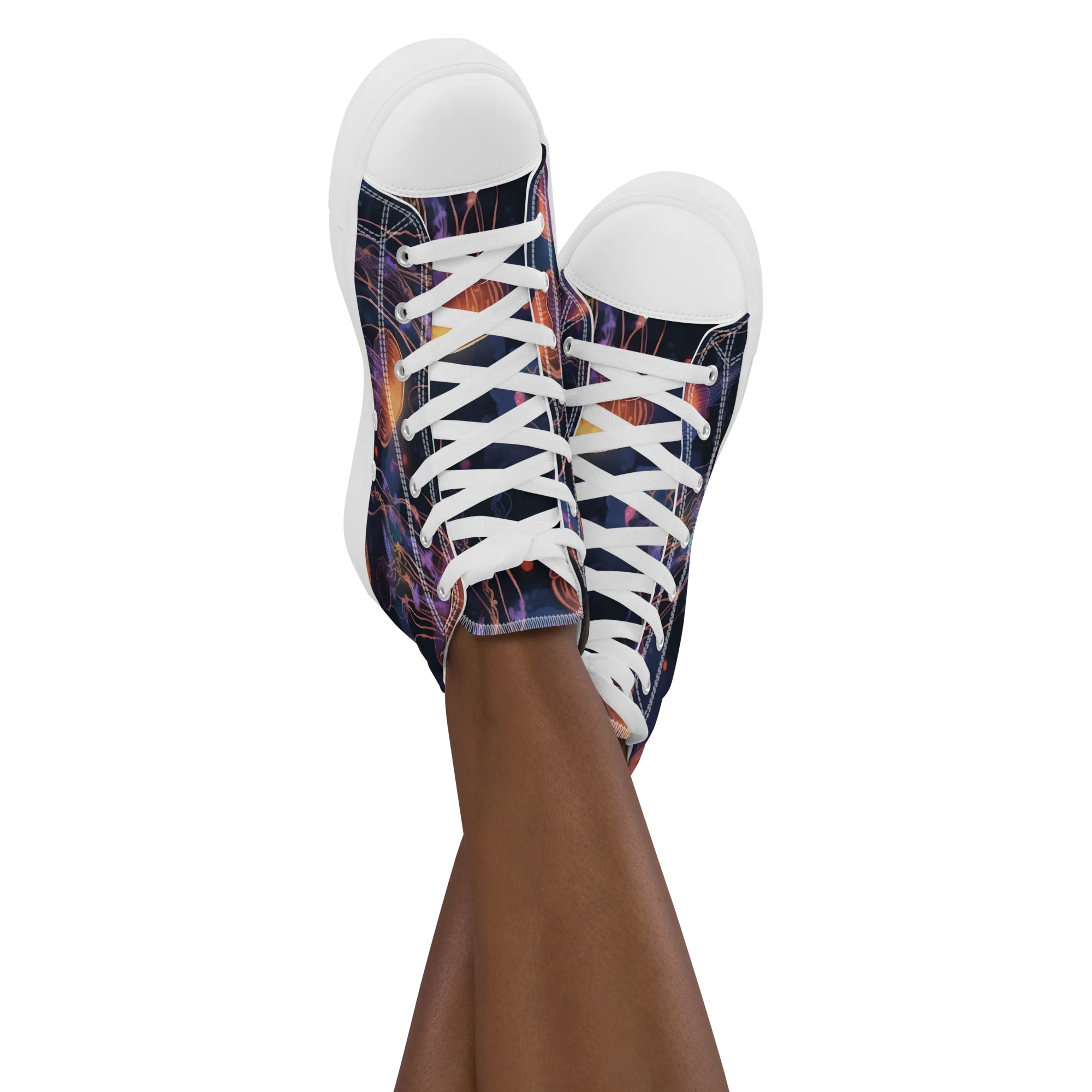 Luminous Undertow on Women's High Top Canvas Shoes — Front