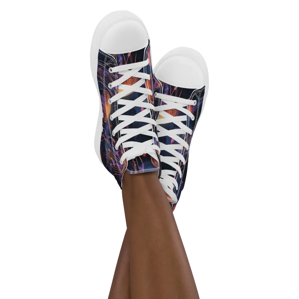 Luminous Undertow on Women's High Top Canvas Shoes — Front