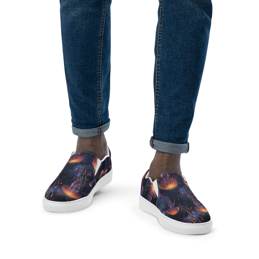 Luminous Undertow on Men's Slip-On Canvas Shoes — Front