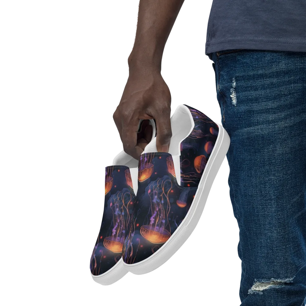 Luminous Undertow on Men's Slip-On Canvas Shoes — Left Front