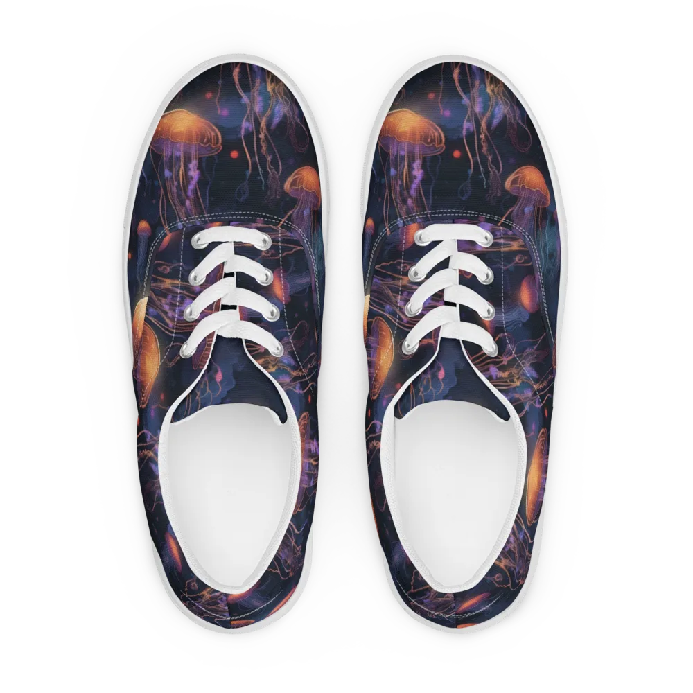 Luminous Undertow on Men's Lace-Up Canvas Shoes — Front