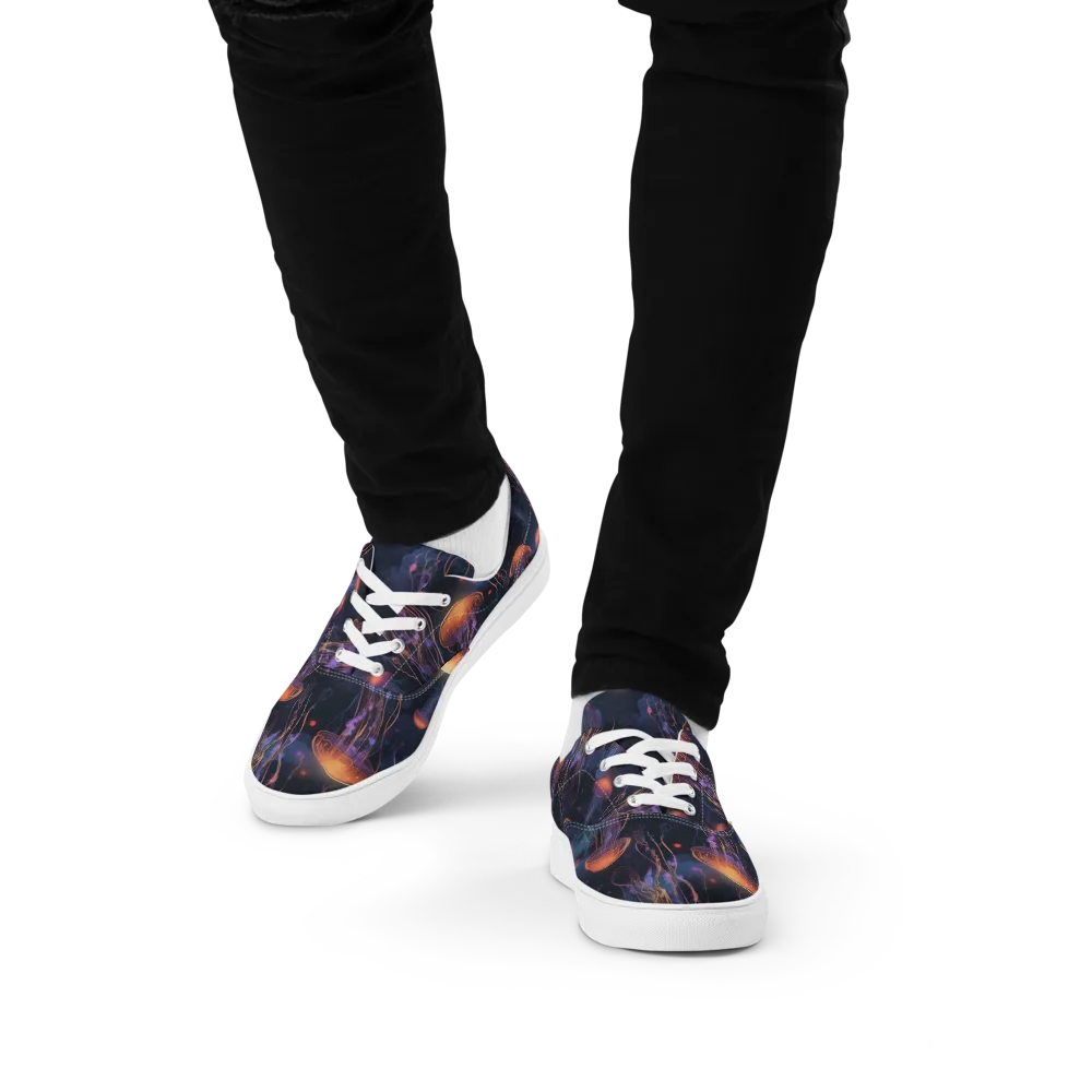 Luminous Undertow on Men's Lace-Up Canvas Shoes — Front