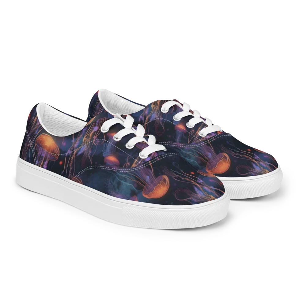 Luminous Undertow on Men's Lace-Up Canvas Shoes — Right Front