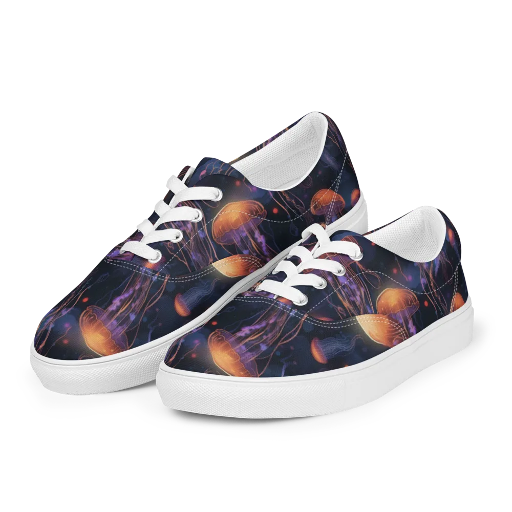 Luminous Undertow on Men's Lace-Up Canvas Shoes — Left Front