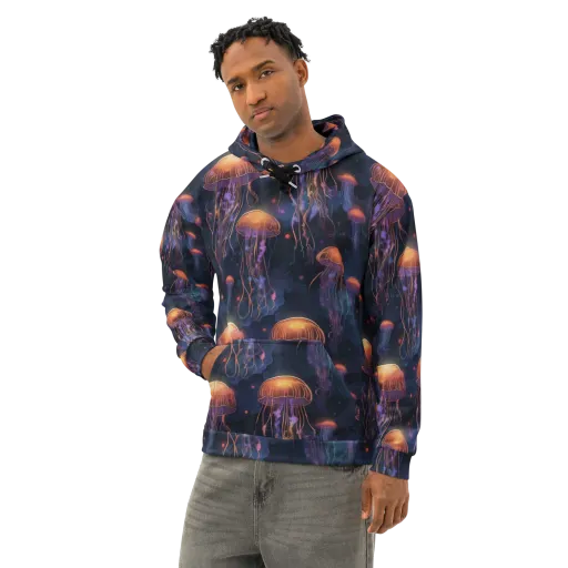 Luminous Undertow on a Cotton Hoodie