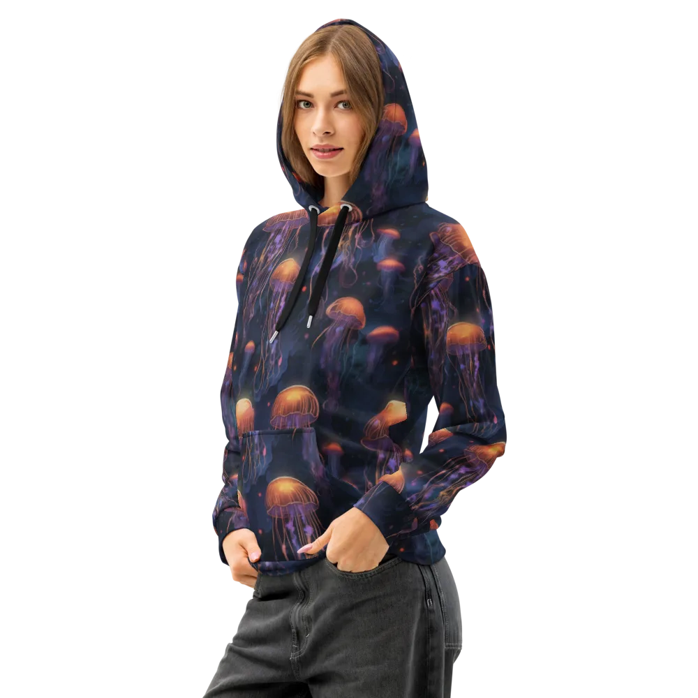 Luminous Undertow on Cotton Hoodie — Left Front