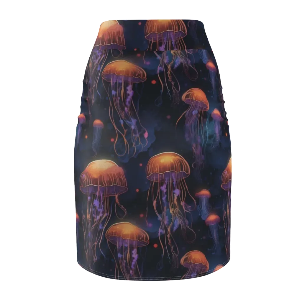 Luminous Undertow on Pencil Skirt — Back