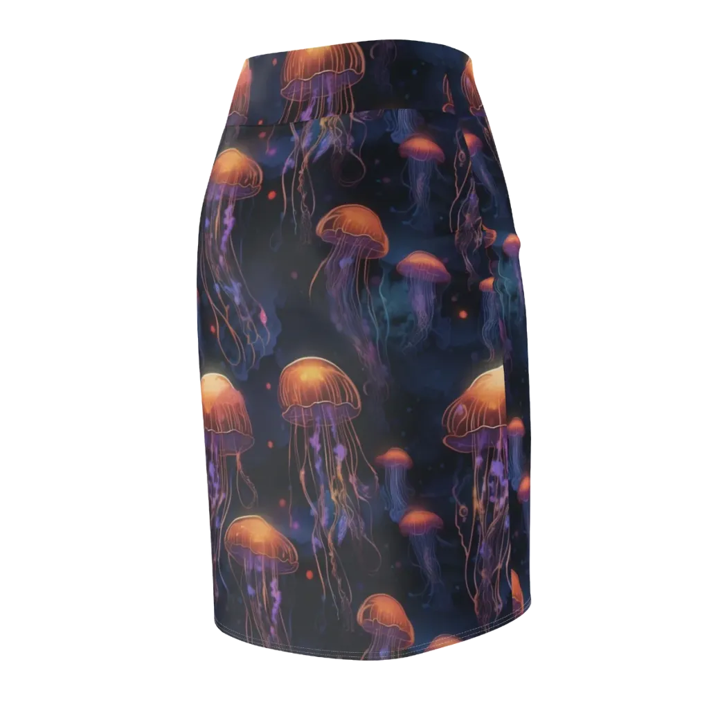 Luminous Undertow on Pencil Skirt — Back Side