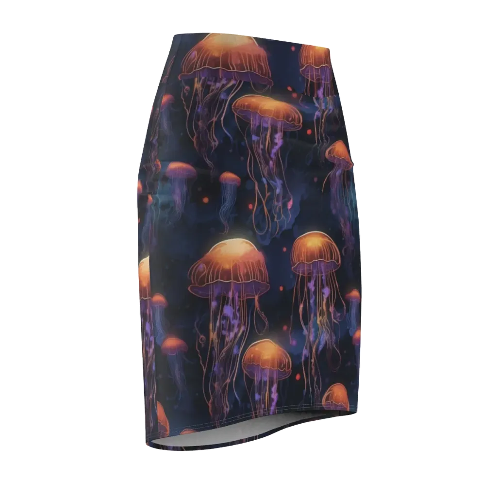 Luminous Undertow on Pencil Skirt — Front Side
