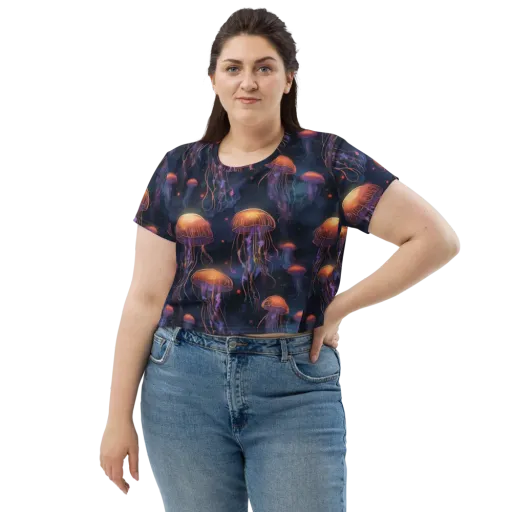Luminous Undertow on a Crop Tee